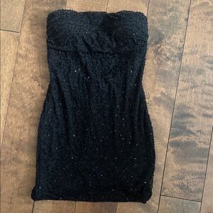 Windsor Black Strapless Dress with Beaded Detail